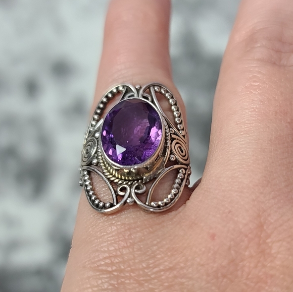 Sterling Silver Purple Amethyst Rustic - Picture 3 of 16